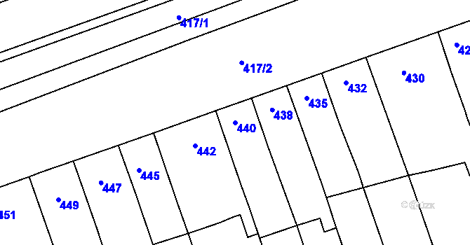 Parcela st. 440 v KÚ Žabčice, Katastrální mapa