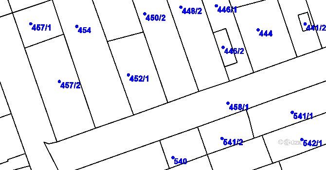 Parcela st. 450/3 v KÚ Žabčice, Katastrální mapa
