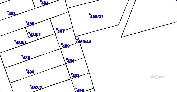 Parcela st. 459/14 v KÚ Žabčice, Katastrální mapa