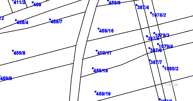 Parcela st. 459/17 v KÚ Žabčice, Katastrální mapa