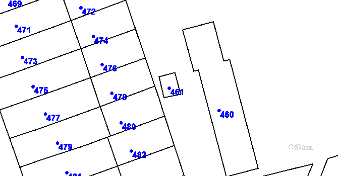 Parcela st. 461 v KÚ Žabčice, Katastrální mapa