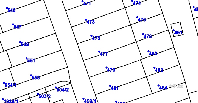 Parcela st. 477 v KÚ Žabčice, Katastrální mapa