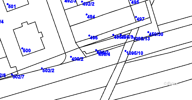 Parcela st. 498/2 v KÚ Žabčice, Katastrální mapa