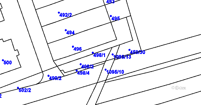 Parcela st. 498/3 v KÚ Žabčice, Katastrální mapa