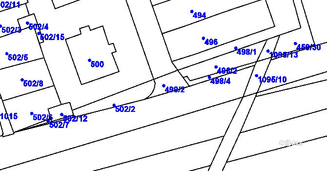 Parcela st. 499/2 v KÚ Žabčice, Katastrální mapa