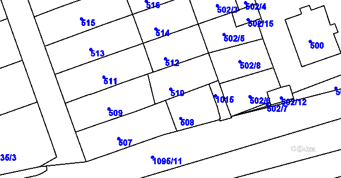 Parcela st. 510 v KÚ Žabčice, Katastrální mapa