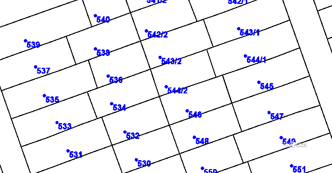 Parcela st. 544/2 v KÚ Žabčice, Katastrální mapa