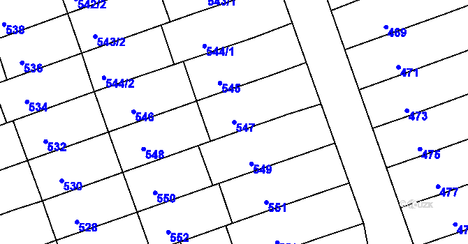 Parcela st. 547 v KÚ Žabčice, Katastrální mapa