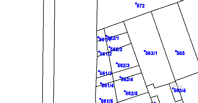 Parcela st. 561/2 v KÚ Žabčice, Katastrální mapa