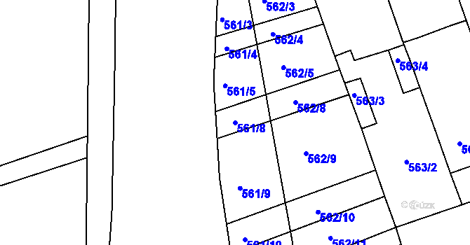 Parcela st. 561/8 v KÚ Žabčice, Katastrální mapa