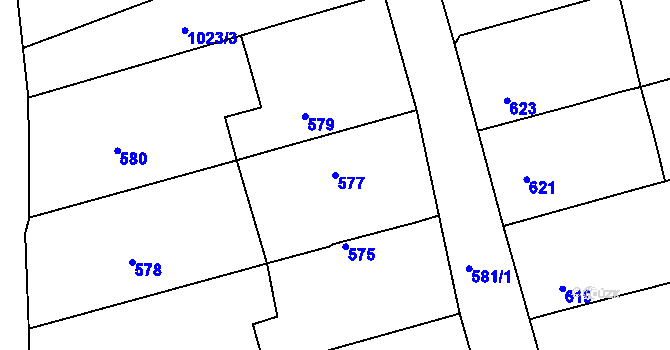 Parcela st. 577 v KÚ Žabčice, Katastrální mapa