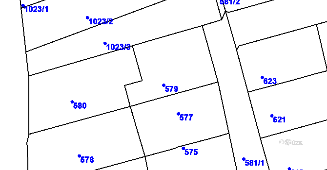Parcela st. 579 v KÚ Žabčice, Katastrální mapa
