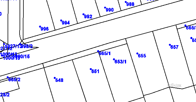 Parcela st. 665/1 v KÚ Žabčice, Katastrální mapa