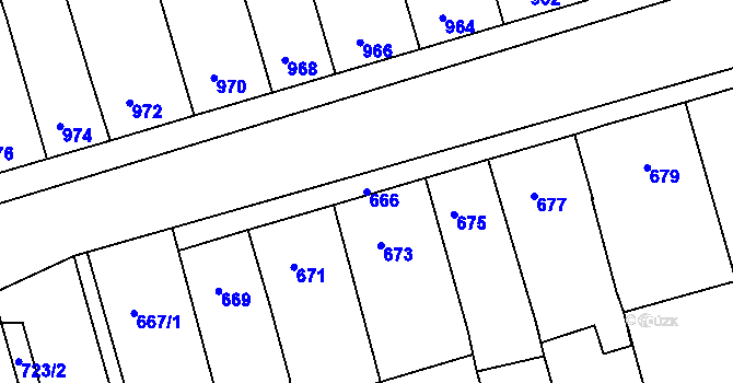 Parcela st. 666 v KÚ Žabčice, Katastrální mapa