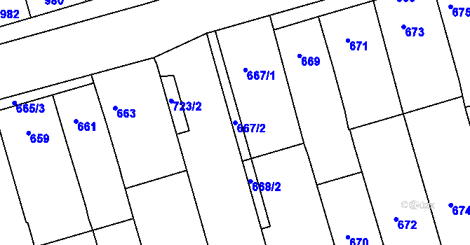 Parcela st. 667/2 v KÚ Žabčice, Katastrální mapa