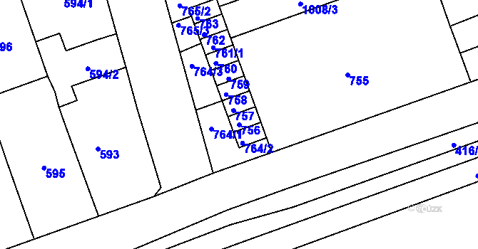 Parcela st. 756 v KÚ Žabčice, Katastrální mapa