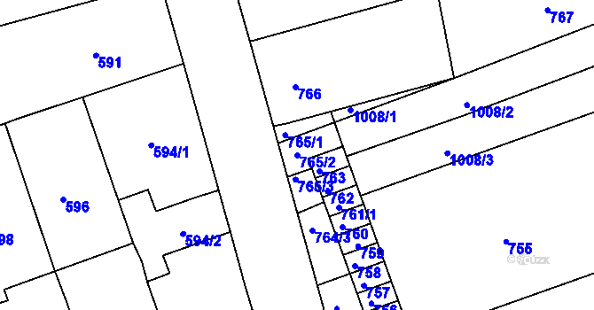 Parcela st. 765/2 v KÚ Žabčice, Katastrální mapa