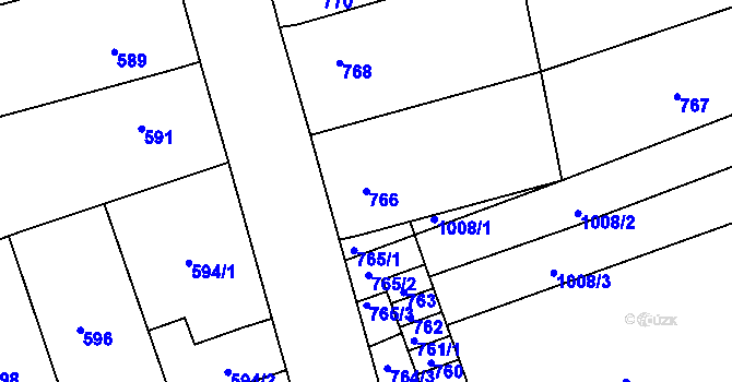 Parcela st. 766 v KÚ Žabčice, Katastrální mapa