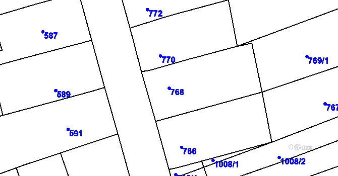 Parcela st. 768 v KÚ Žabčice, Katastrální mapa