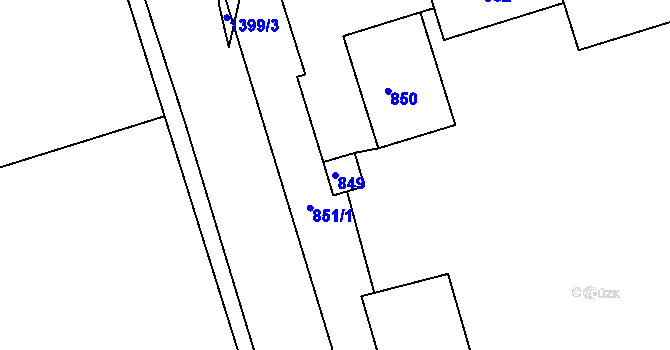 Parcela st. 849 v KÚ Žabčice, Katastrální mapa