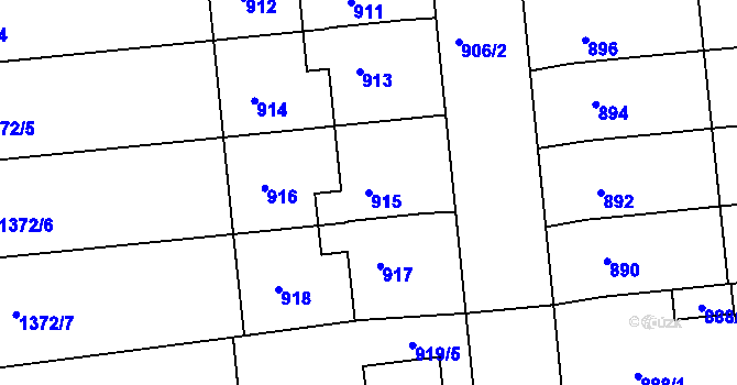 Parcela st. 915 v KÚ Žabčice, Katastrální mapa