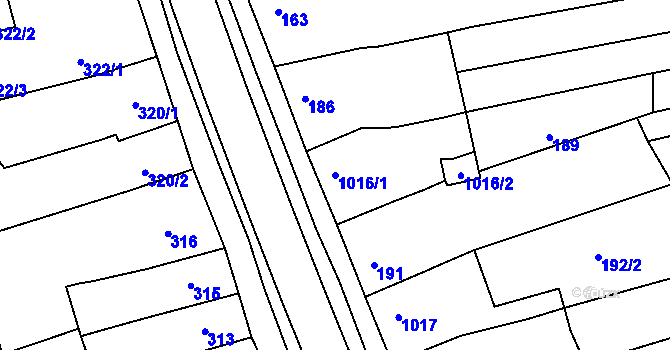 Parcela st. 1016/1 v KÚ Žabčice, Katastrální mapa
