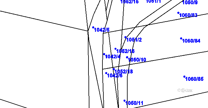 Parcela st. 1042/4 v KÚ Žabčice, Katastrální mapa