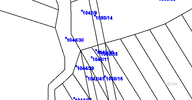 Parcela st. 1042/10 v KÚ Žabčice, Katastrální mapa
