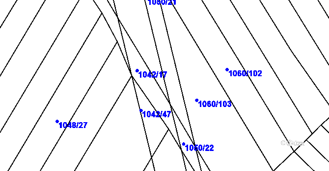 Parcela st. 1042/49 v KÚ Žabčice, Katastrální mapa
