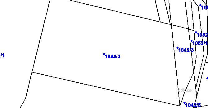 Parcela st. 1044/3 v KÚ Žabčice, Katastrální mapa