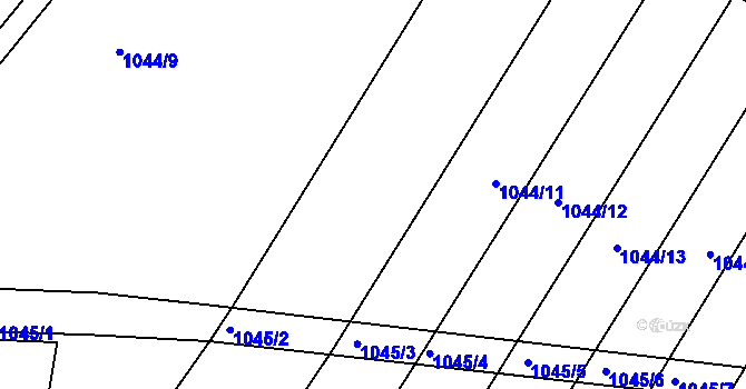 Parcela st. 1044/10 v KÚ Žabčice, Katastrální mapa