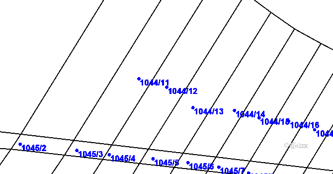 Parcela st. 1044/12 v KÚ Žabčice, Katastrální mapa