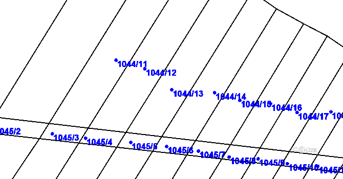 Parcela st. 1044/13 v KÚ Žabčice, Katastrální mapa