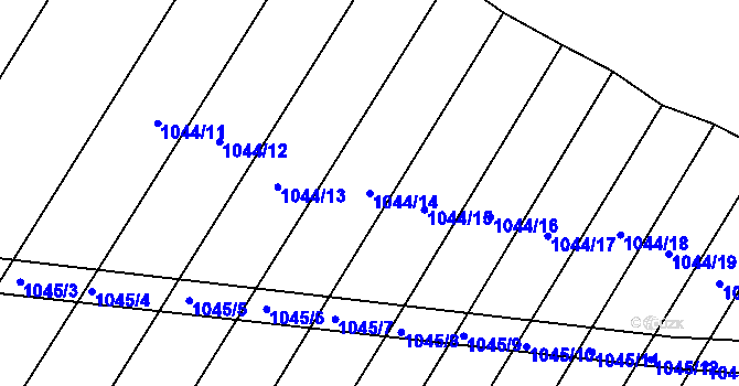 Parcela st. 1044/14 v KÚ Žabčice, Katastrální mapa