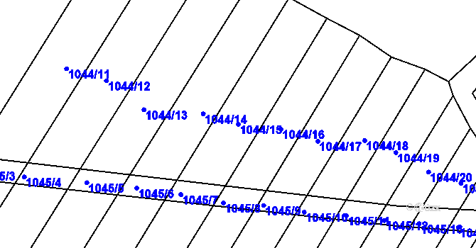 Parcela st. 1044/15 v KÚ Žabčice, Katastrální mapa