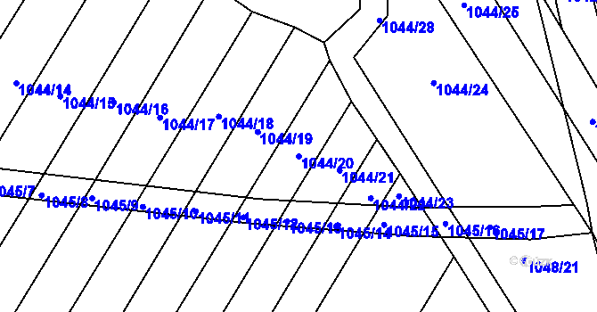 Parcela st. 1044/20 v KÚ Žabčice, Katastrální mapa