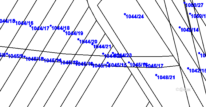 Parcela st. 1044/22 v KÚ Žabčice, Katastrální mapa