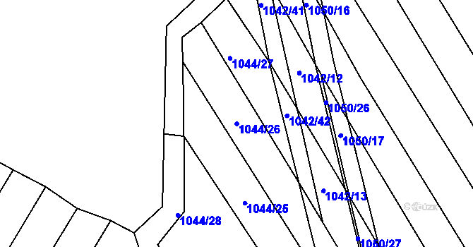 Parcela st. 1044/26 v KÚ Žabčice, Katastrální mapa