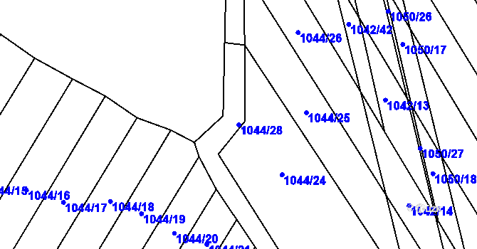 Parcela st. 1044/28 v KÚ Žabčice, Katastrální mapa