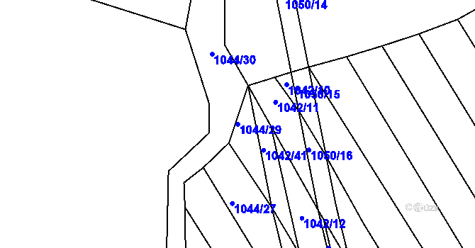 Parcela st. 1044/29 v KÚ Žabčice, Katastrální mapa
