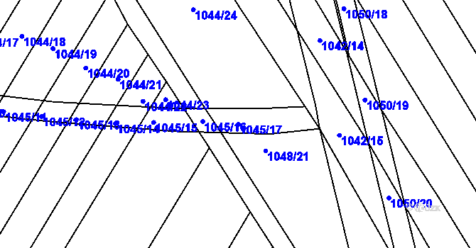 Parcela st. 1045/17 v KÚ Žabčice, Katastrální mapa