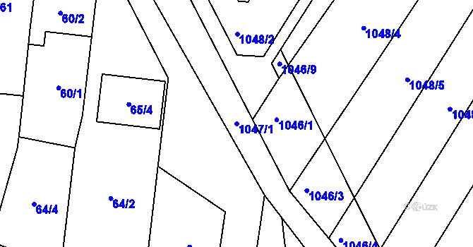 Parcela st. 1047/1 v KÚ Žabčice, Katastrální mapa