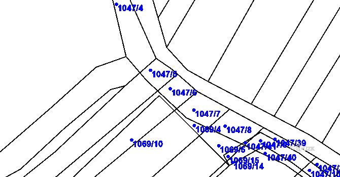 Parcela st. 1047/6 v KÚ Žabčice, Katastrální mapa