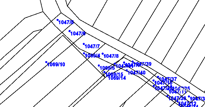 Parcela st. 1047/8 v KÚ Žabčice, Katastrální mapa