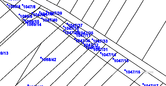Parcela st. 1047/12 v KÚ Žabčice, Katastrální mapa