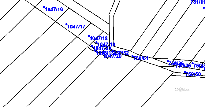 Parcela st. 1047/20 v KÚ Žabčice, Katastrální mapa