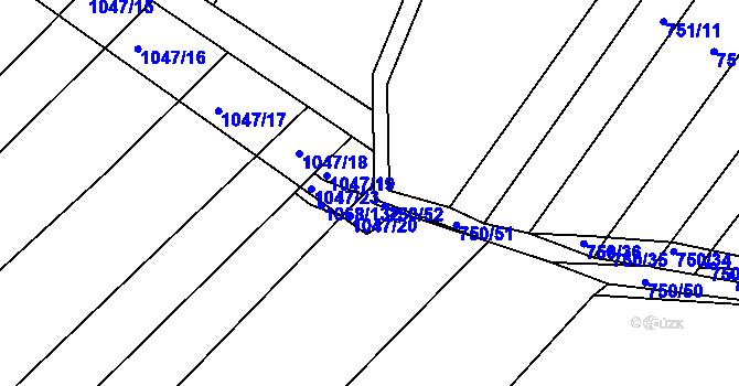 Parcela st. 1047/21 v KÚ Žabčice, Katastrální mapa