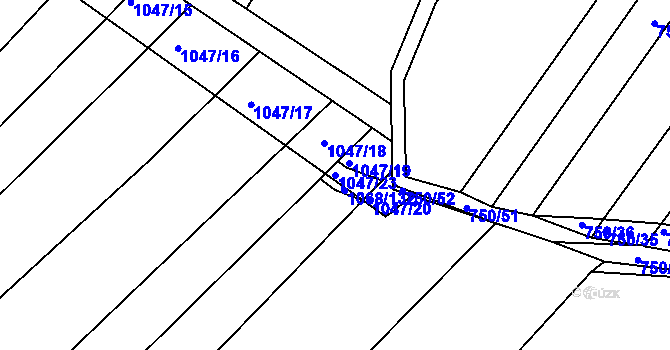 Parcela st. 1047/23 v KÚ Žabčice, Katastrální mapa
