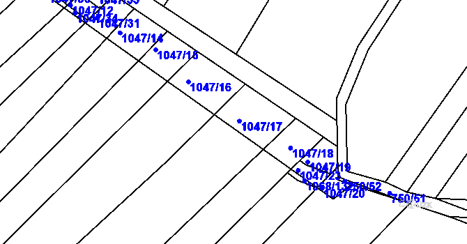 Parcela st. 1047/25 v KÚ Žabčice, Katastrální mapa