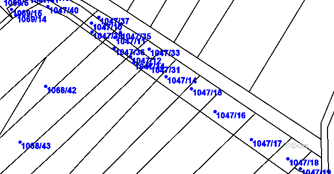 Parcela st. 1047/30 v KÚ Žabčice, Katastrální mapa
